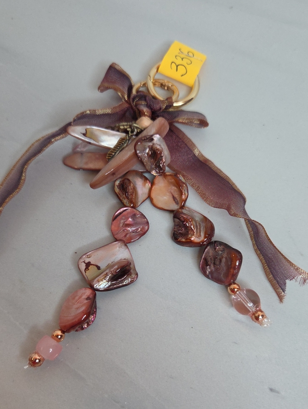 336 -Handcrafted Pink Mother-of-Pearl Bag Charm